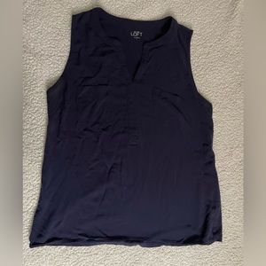 Loft navy sleeveless v neck blouse